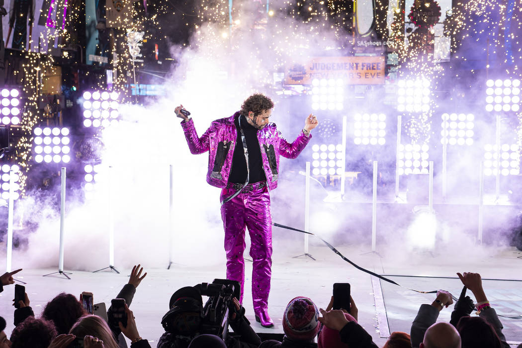 Post Malone performs at the Times Square New Year's Eve celebration on  Tuesday, Dec. 31, 2019, … | Las Vegas Review-Journal