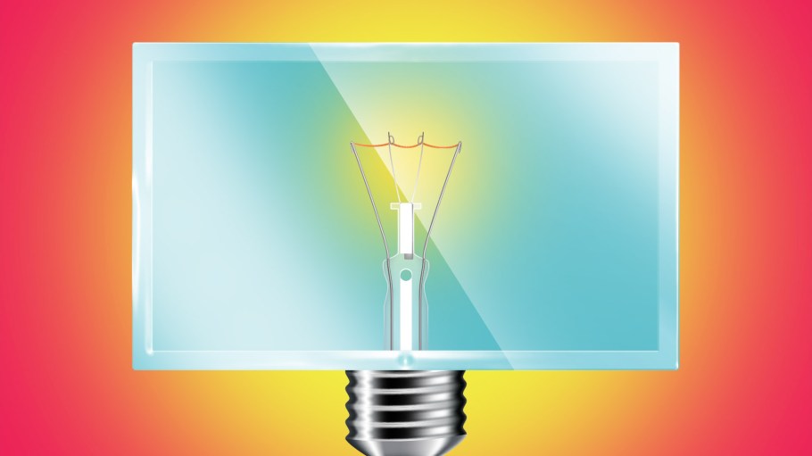 Photo illustration of a TV lightbulb