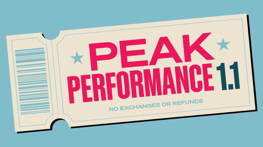 Illustration with a concert ticket that says "Peak Performance" on it