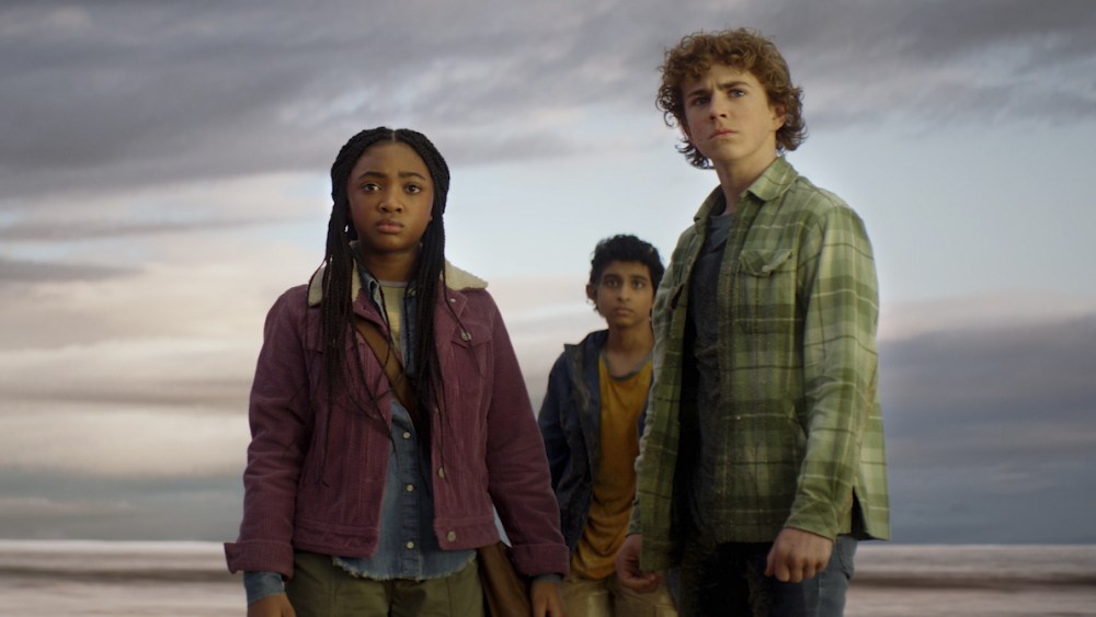 Leah Sava Jeffries as Annabeth, Aryan Simhadr as Grover and Walker Scobell as Percy Jackson in "Percy Jackson and the Olympians"